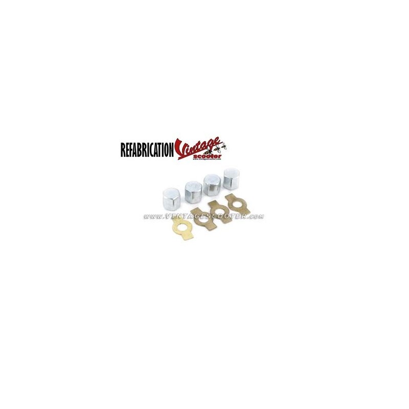 Jeu de 4 écrous borgnes têtes 12 mm avec rondelles frein ACMA 1954-58 / 150 GL