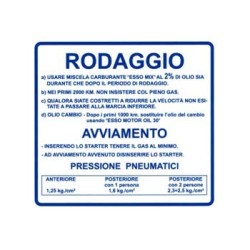 Étiquette de rodage adhésive 2% Vespa 50