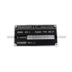 Plaque des mines Vespa vnx2t -  PX 125