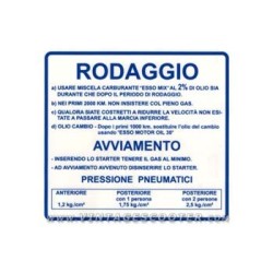 Étiquette de rodage adhésive 2% Vespa 180/200 Rally
