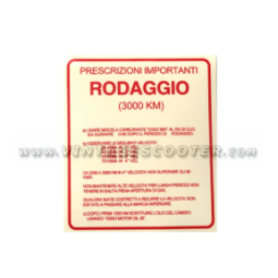Etiquette de rodage adhésive 5% VESPA 160GS/180SS