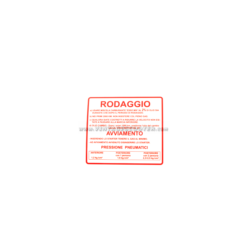 copy of Adhésif normes de rodage 2% Vespa 50 Bleu