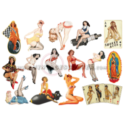 Sheet of 15 mini pin-up stickers