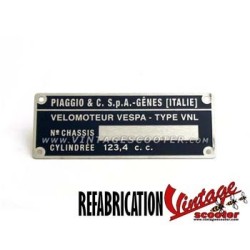 Plaque des mines Vespa type VNL  Sprint - GTR - TS