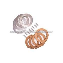 Kit embrayage 4 disques garnis + 4 disques lisses + 8 ressorts Vespa PX/Cosa 1984-1997